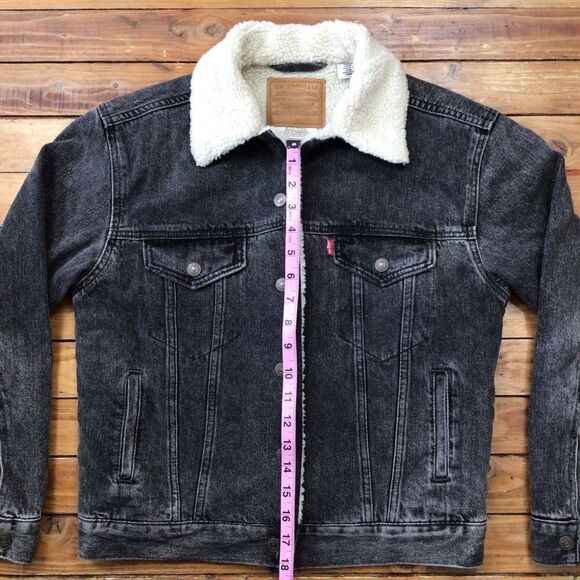 LEVI’S Premium jeans jacket sherpa jeans jacket Cottagecore western cowgirl XXS - Picture 6 of 9